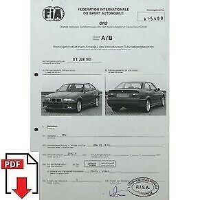1993 BMW M3 (E36) FIA homologation form PDF download